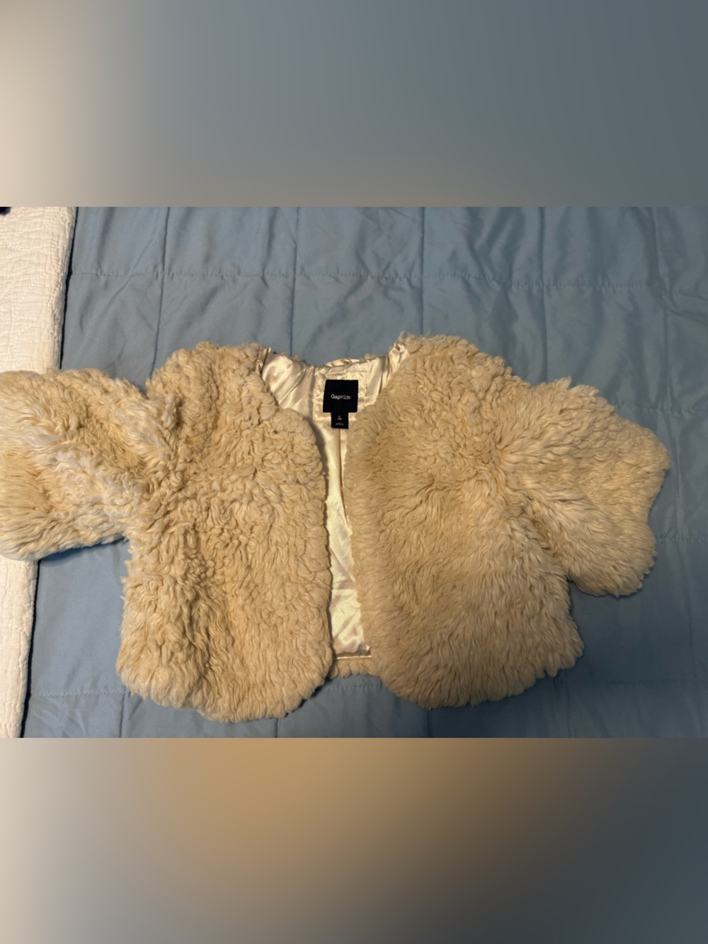 GAP Cream Faux Shearling Vest with Navy Label